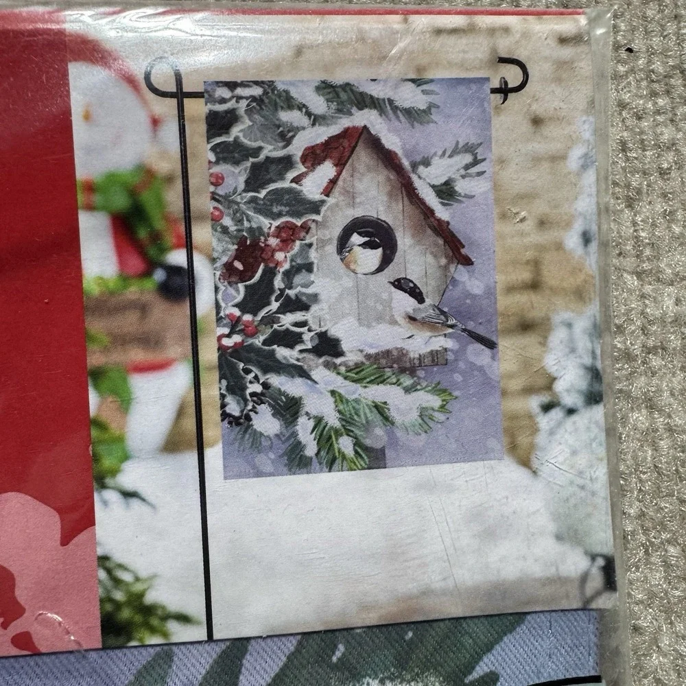 12.5 x 18 Birdhouse Cardinals Garden Satin Flag Double Sided
